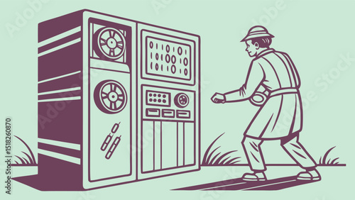 Retro Pixelated Quantum Computing Concept