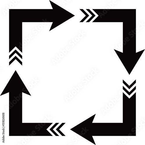 黒いV字型ストライプテールの右回り直角矢印セット　Web　Adobe Illustrator Artwork