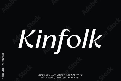 Elegant luxury decorative sans serif alphabet display font vector. Kinfolk typeface