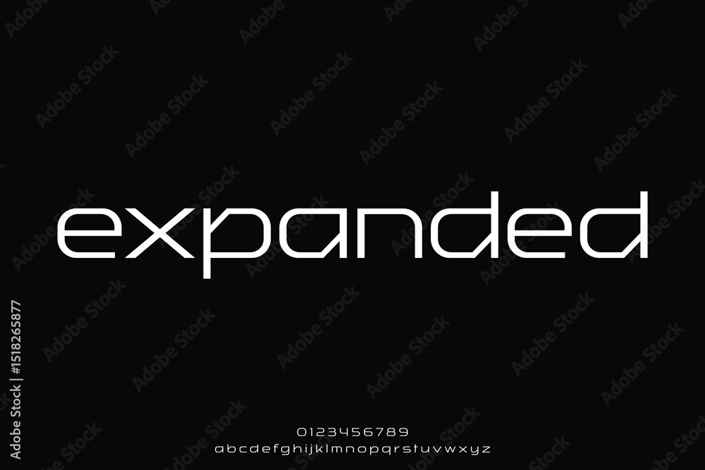 Obraz premium Geometric expanded alphabet display font vector. Futuristic typeface