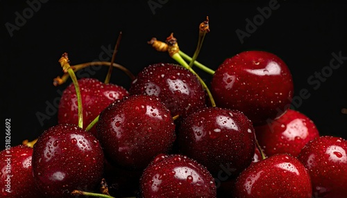 Cherries on a black background