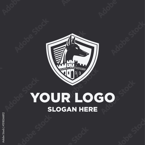 Anubis Logo with Shield and Fortress