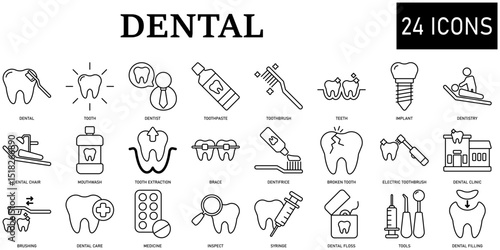 Set of dental Icons or symbols Vector fully editable file.