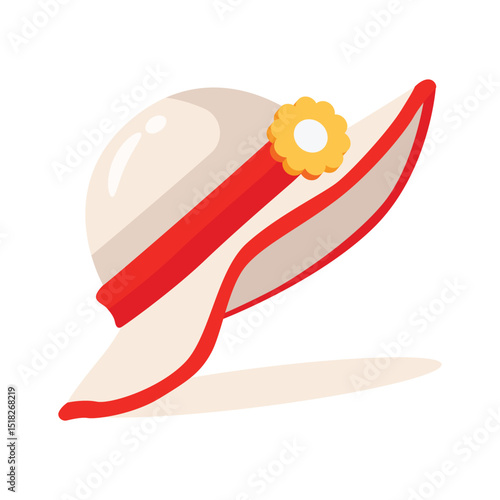 A visually engaging 2d icon of stylish summer hat