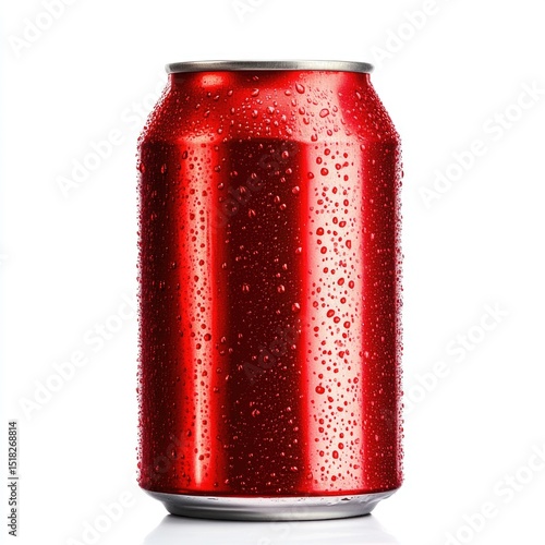 Red soda  can with bubbles