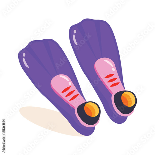 A captivating 2d style icon of scuba flippers
