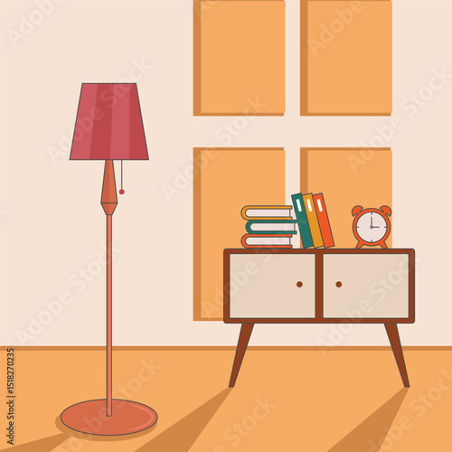 sideboard bookcase interior vector illustration template graphic design . furniture 2d simple cartoon for decoration concept on backgrounds in flat style
