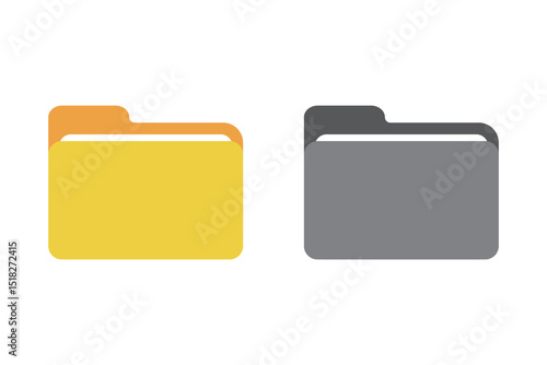 Folder icon vector set. Desktop black and yellow folder icon. Office document folder vector symbol. Empty file thin line sign. Archives files pictogram set.