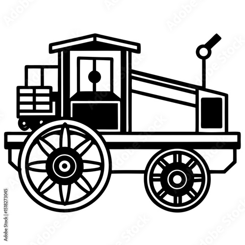 Steampunk Combine Harvester Vector on White