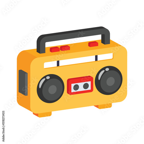 Trendy 2d icon of stereo playing beach music