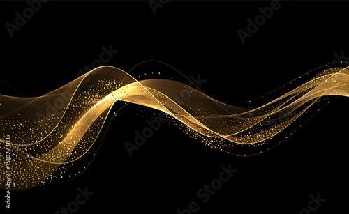 Abstract shiny color gold wave design element
