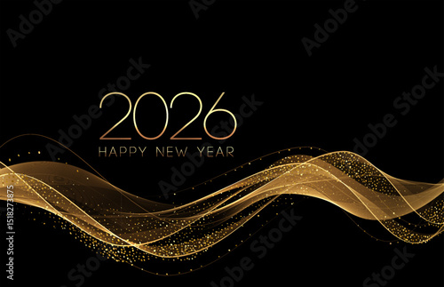 Merry Christmas and Happy New Year Abstract shiny color gold wave design element