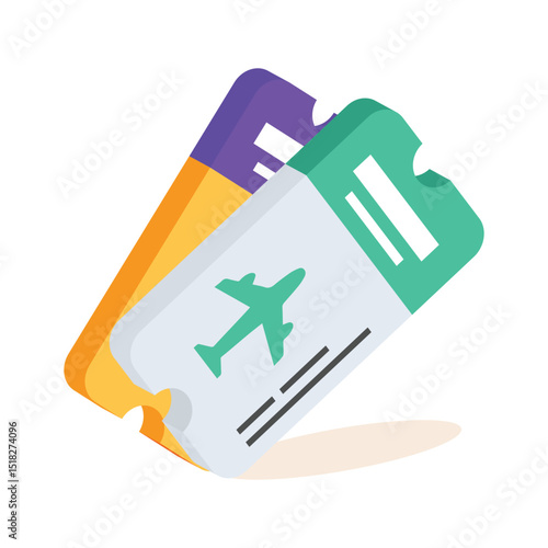 Easy to edit 2d icon of summer trip tickets