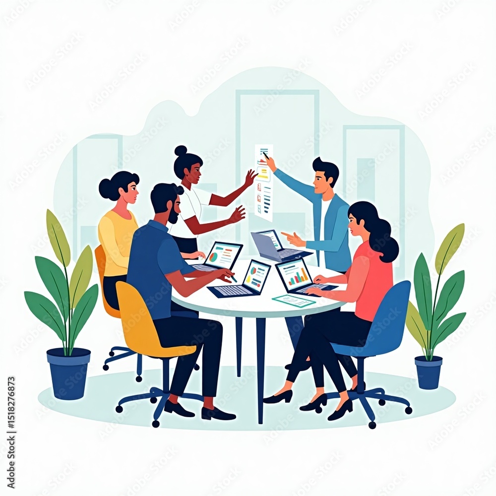 Fototapeta premium Vector illustration business people meeting