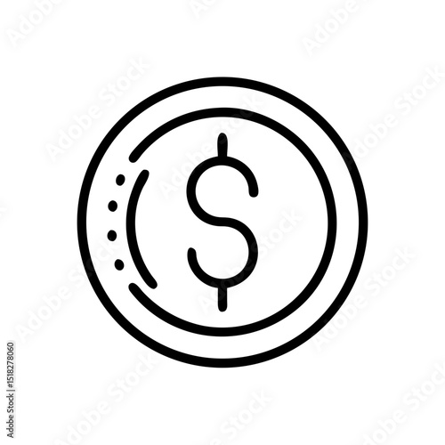 A simple yet elegant depiction of a dollar coin, perfect for financial and economic concepts. The coin's design is clean and modern