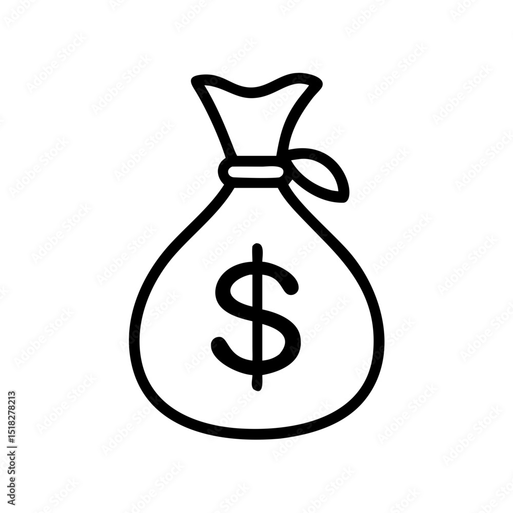An illustration of a money bag with the dollar sign on it. This image can be used to represent wealth, finance, and savings An illustration of a money bag with the dollar sign on it. This image can be used to represent wealth, finance, and savings