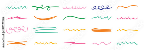 Set of hand drawn red pencil lines and strokes. Doodle vector ink brush lines. Crosses and curved strokes. Vector freehand illustration isolated on white background.