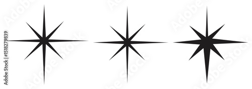 Photography Set of Compass Rose Wind Star Symbol Vector.