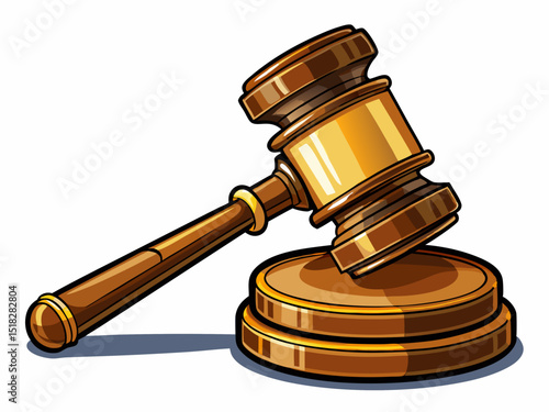 A detailed vector of a wooden gavel, isolated on a white background