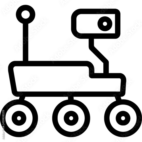 Mars rover outline icon with antenna