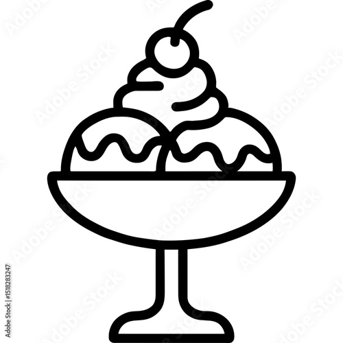 Minimal vector icon of ice cream sundae