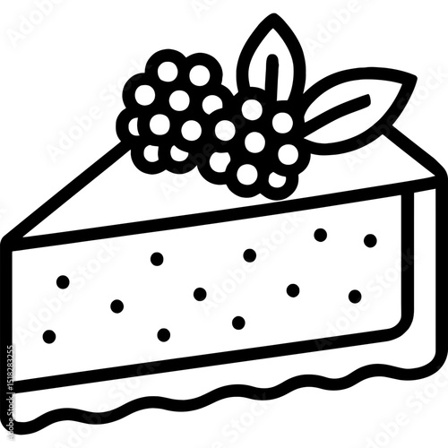 Minimal vector cheesecake slice with fruit