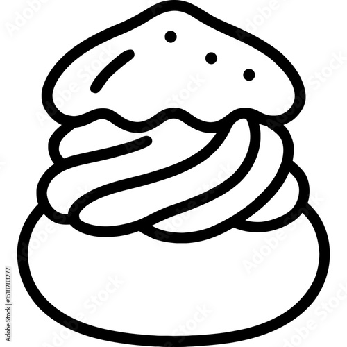 Minimal vector icon of a cream puff