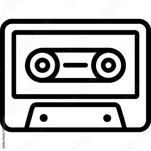Clean vector icon of a cassette tape outline
