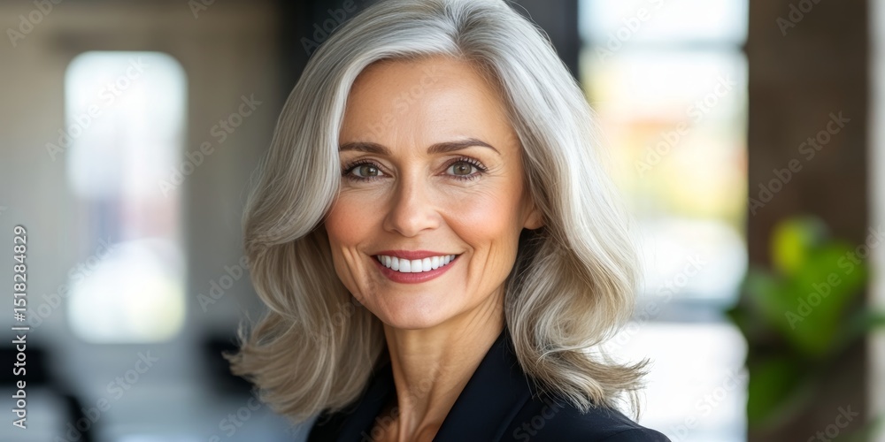 Obraz premium Portrait of a Confident and Smiling Senior Businesswoman in a Modern Office Environment