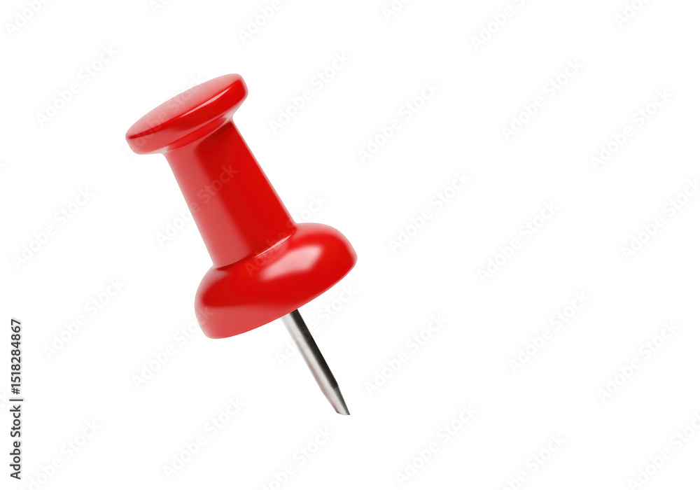 Isolated Red Push Pin with Silver Point Isolated Red Push Pin with Silver Point