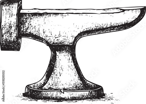 Blacksmith anvil sketch engraving vector illustration. Scratch board style imitation. Black and white hand drawn image.