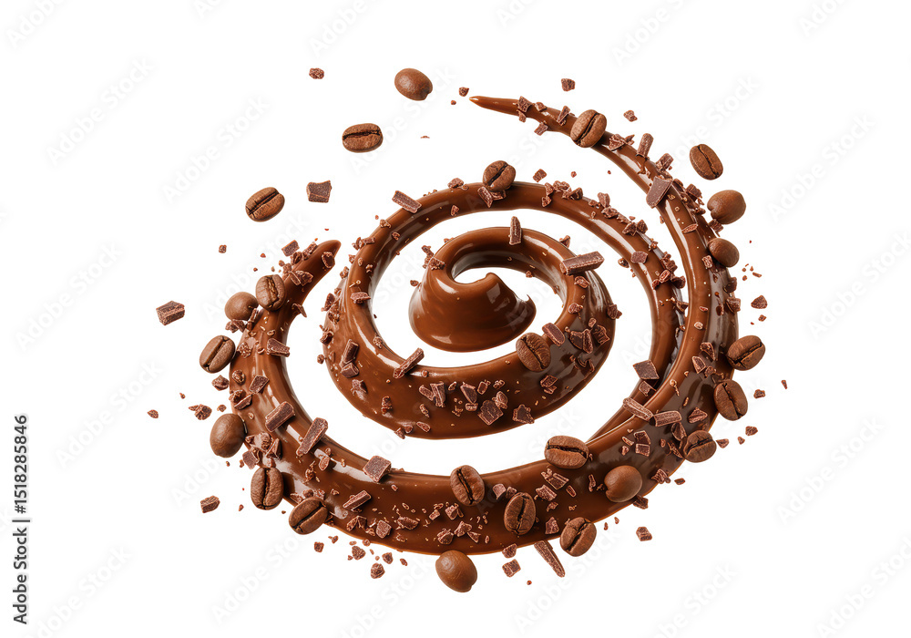 Isolated Whirl of Chocolate Cream with Coffee Beans Isolated Whirl of Chocolate Cream with Coffee Beans