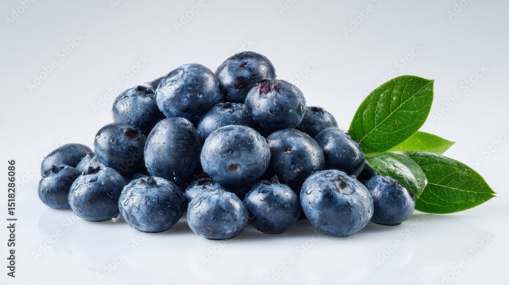 The delicious blueberries arranged with lush green leaves in fresh presentation. The delicious blueberries arranged with lush green leaves in fresh presentation.