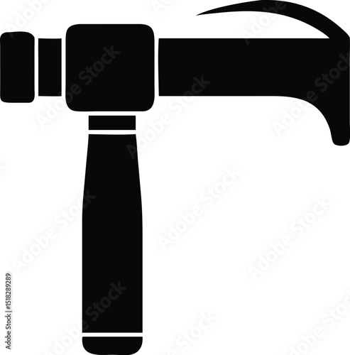 Black and White of a Roofing Hammer Tool, Isolated on White Background