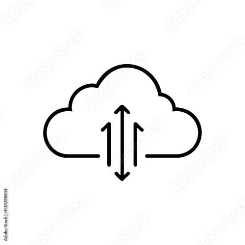 Vector logo of a cloud with up and down arrows, symbolizing cloud storage and data sync.

