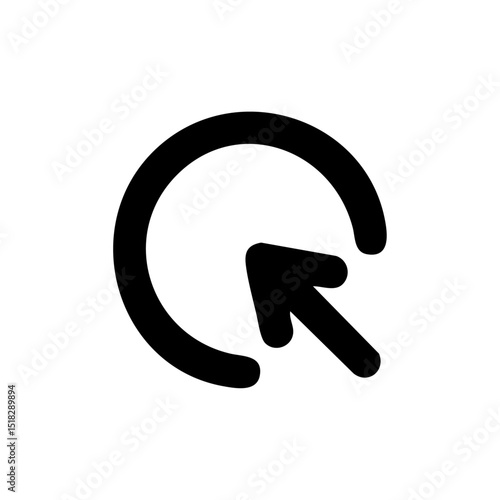 Black vector icon of a computer cursor clicking on a circular refresh arrow. Silhouette design ideal for UX/UI designers, app interfaces, or digital tools branding.



