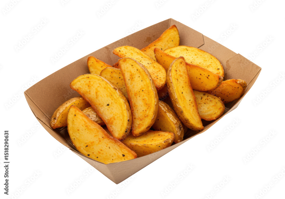 Isolated Tray of Seasoned Potato Wedges Isolated Tray of Seasoned Potato Wedges