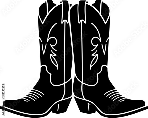 Cowboy boots silhouette, Cowgirl and Cowboy Boots silhouette
