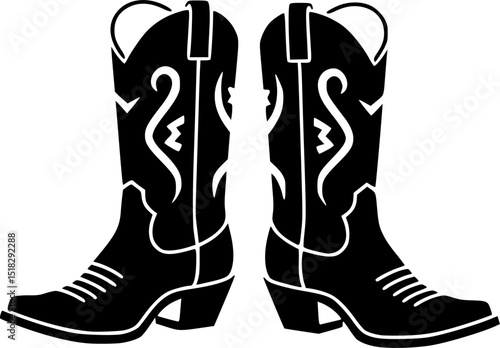 Cowboy boots silhouette, Cowgirl and Cowboy Boots silhouette

