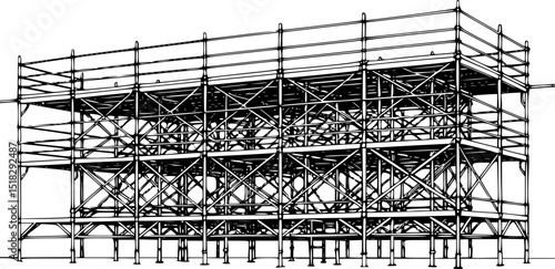 Scaffolding black silhouette,construction vector illustration
