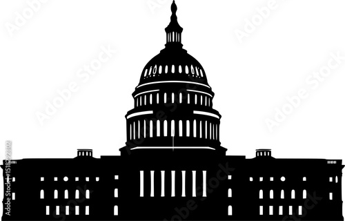 Washington Capitol building skyline silhouette,Washington building flat vector icon
