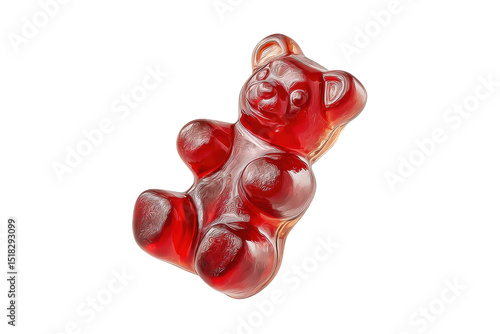 PNG Red gummy bear in detail with black background