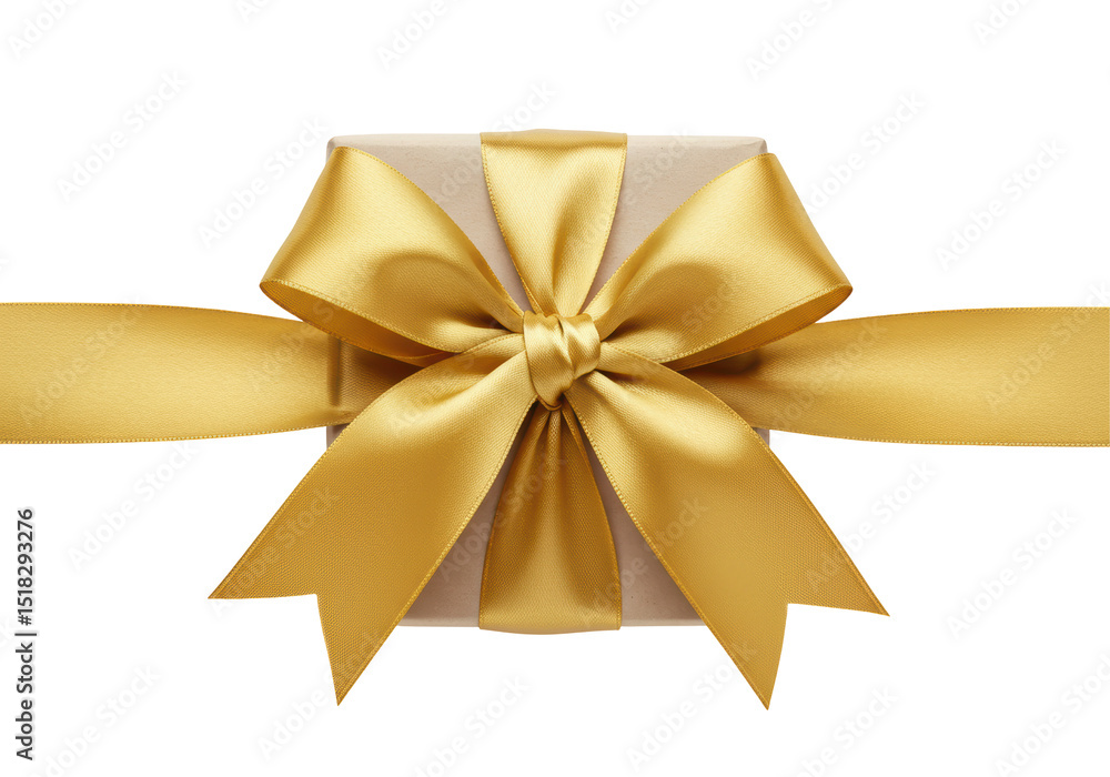 Isolated Gift Box Tied with a Luxurious Gold Ribbon Isolated Gift Box Tied with a Luxurious Gold Ribbon