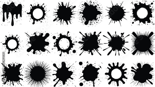 Grunge Ink Splatter Shape Vector Collection