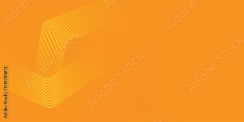 Abstract hexagon lines on orange background. Geometric stripe line art