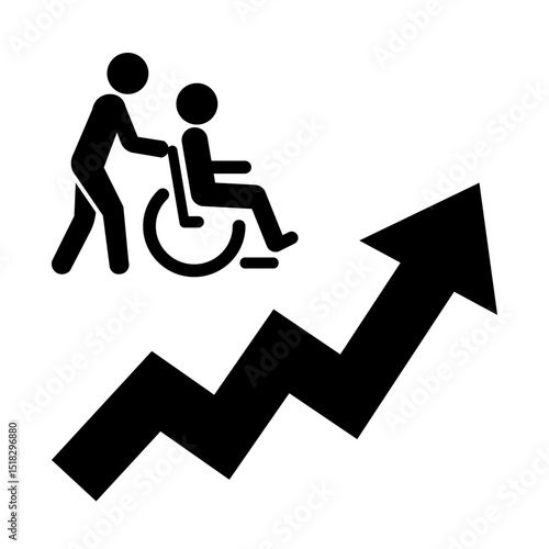 増加する要介護者のアイコン　矢印