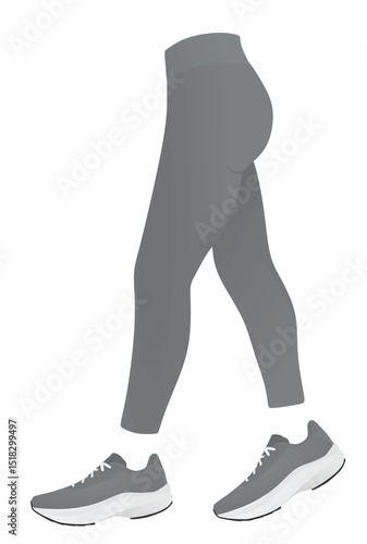 Grey tight pants leggings and canvas shoes. vector illustration	