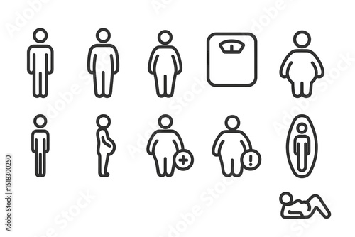 Visual representation of body weight and health changes over time in various individuals