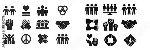 Diverse symbols representing unity, connection, and friendship among individuals in various social contexts during a community event