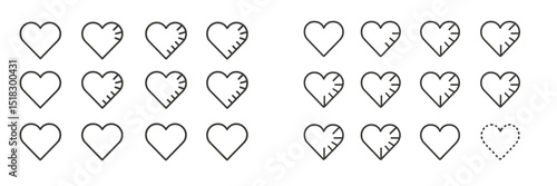 Collection of heart illustrations showcasing various designs and styles for creative projects
